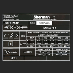 Invertorová PROFI svářečka Sherman MTM 251/4R