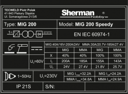 Svařovací invertor Sherman MIG 200 Speedy